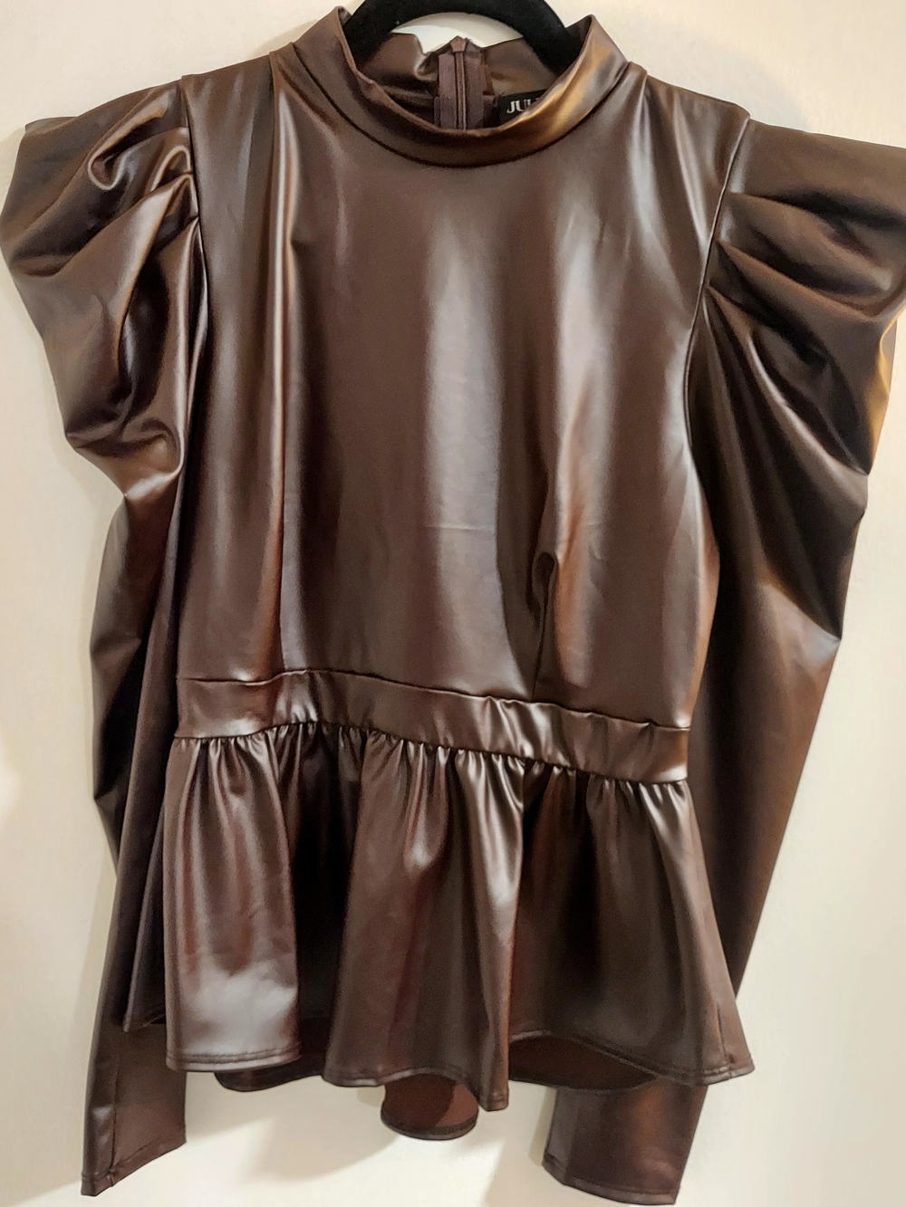 Julia Faux Leather Top in Brown Like New